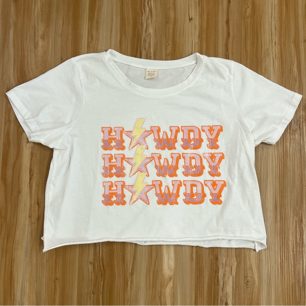 Altar'd State Howdy White Crop Tee
